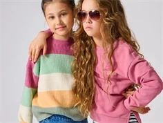 Kids ONLY heather rose/birds egg/birch/caramel cream/hedge green melange stribet pullover striktrøje